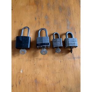 Vintage Padlock Lot of 4 Master Lock Schwinn Laminated Steel